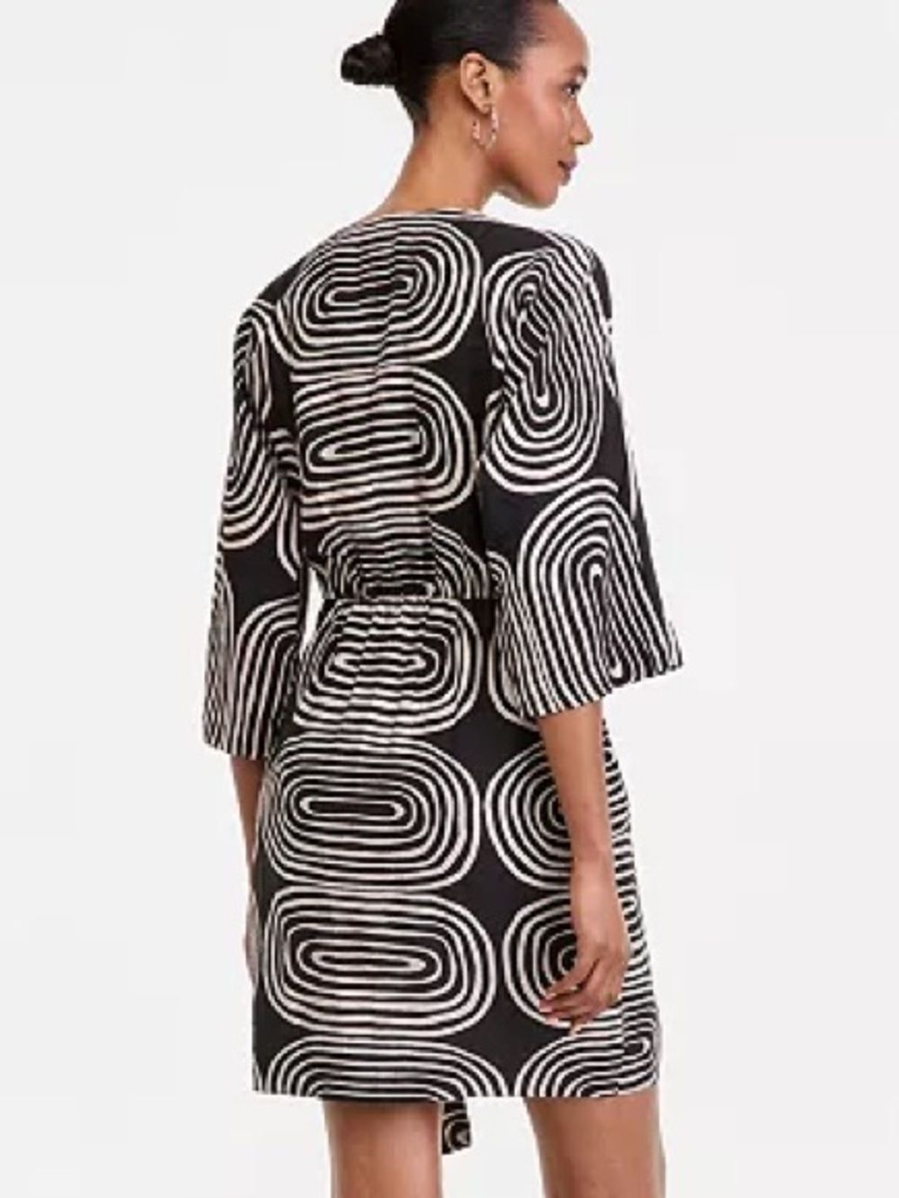 INC International Concept 3/4-Sleeve Printed Kimono Tie Mini Dress Size Small - Picture 4 of 6